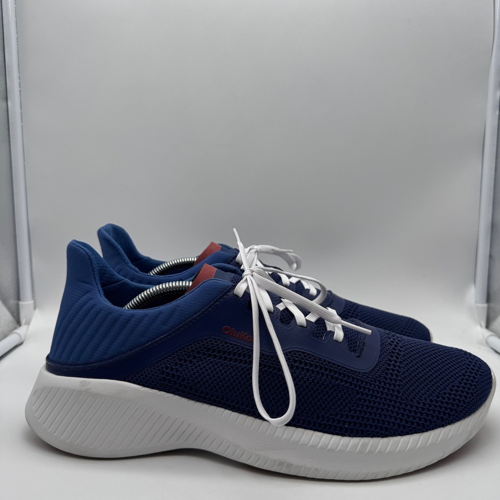 OluKai Island Hopper Mens 12 Deep Navy Blue Red Mesh Sneakers 10543-7K7K